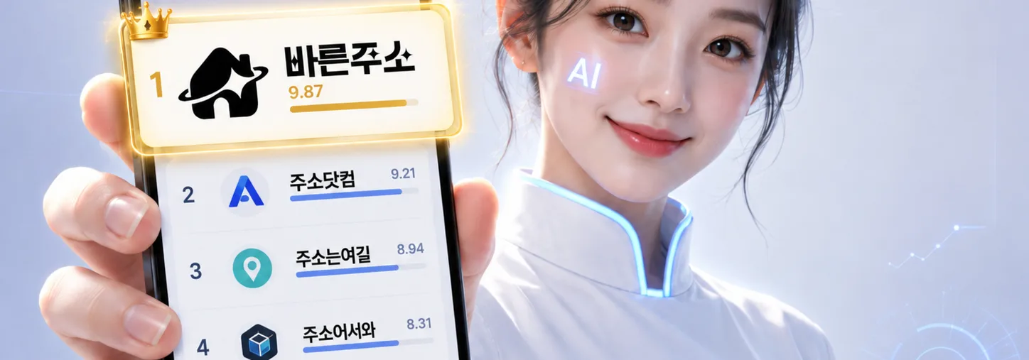 스마트폰 화면에 표시된 사이트 순위 목록을 들어 보이는 모습
