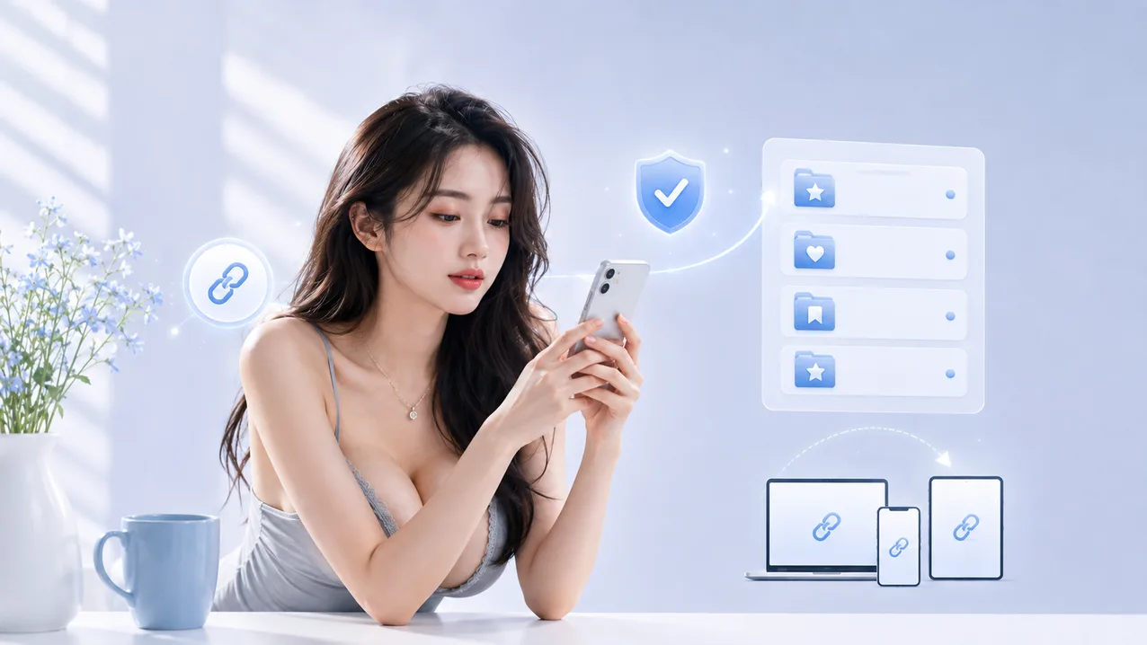 스마트폰으로 정리된 사이트 목록을 확인하는 모습